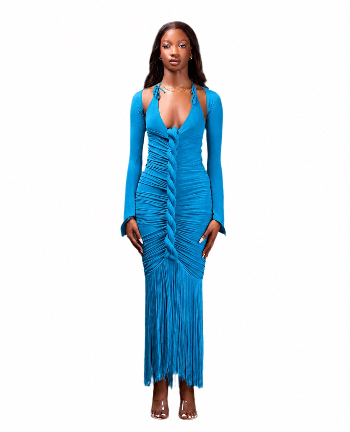 CERULEAN MAXI CAPELLA DRESS (made to order)