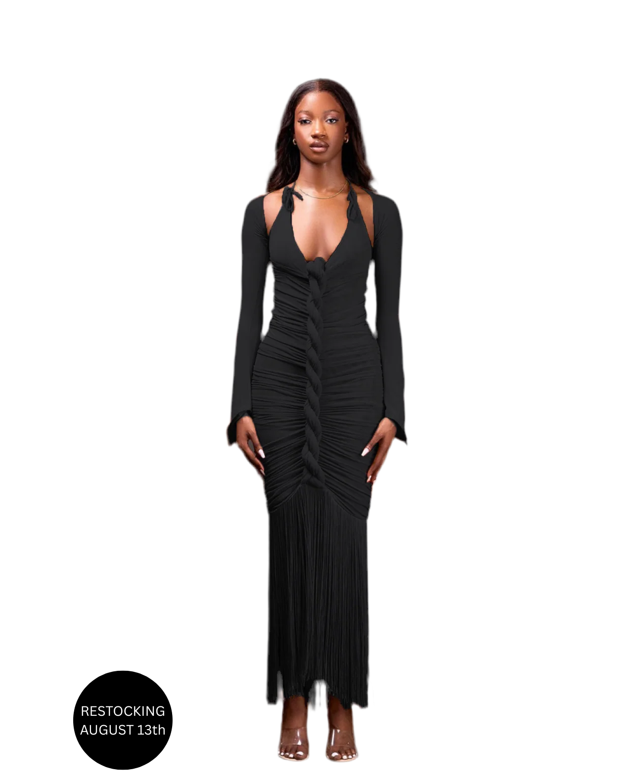 BLACK MAXI CAPELLA DRESS