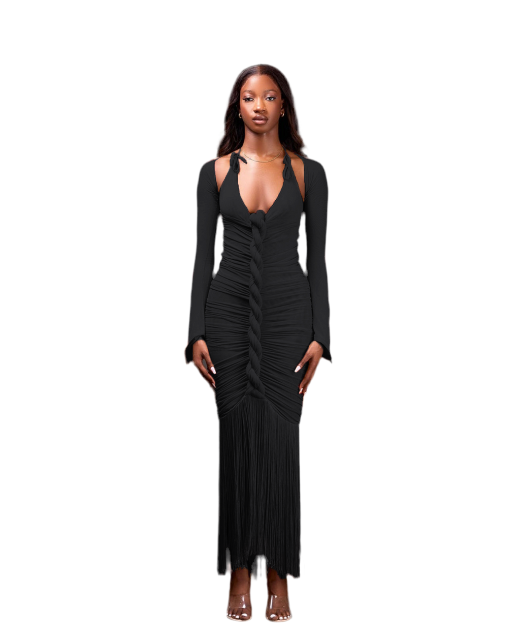 BLACK MAXI CAPELLA DRESS